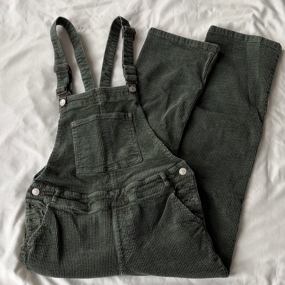 Rhythm Corduroy Green Capri Overalls